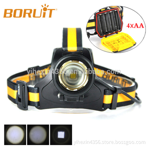 Boruit B18 Zoomable Led Headlamp 1000LM Cree L2 High Power Headlight with SOS Whistle